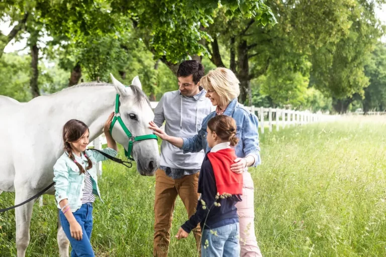 Familia con caballo Lipizzaner