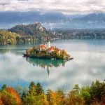 Vista panorámica del lago Bled